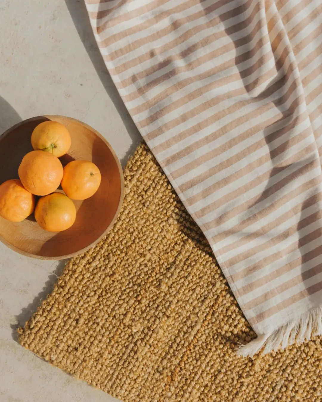 Torres Novas<br>Renewing Portuguese Heritage Towel Weaving 2 torres novas beach barra horizontal stripes towel beige lifestyle